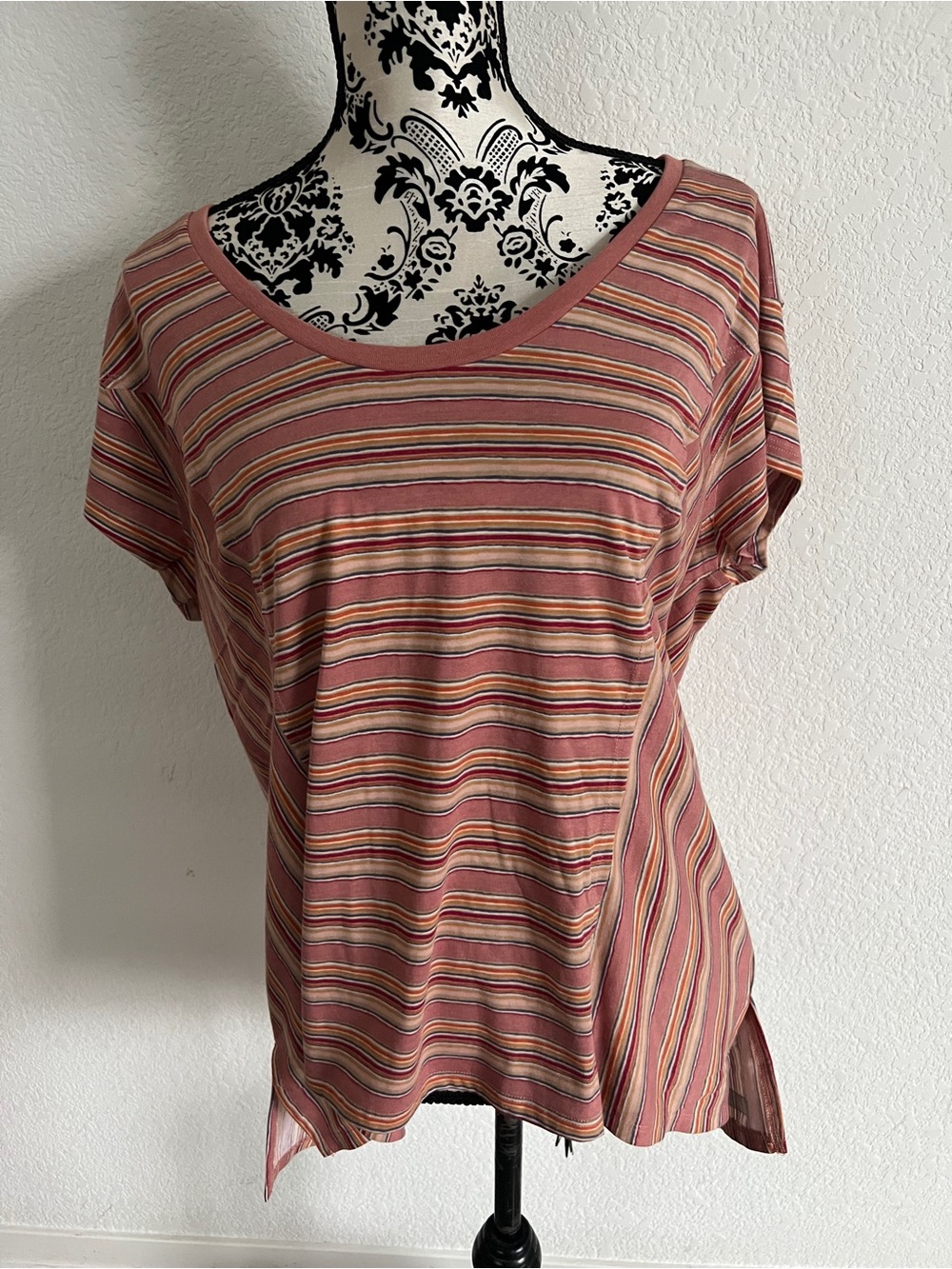 Matilda Jane Large Pink Multi Stripe Dolman Sleeve Relaxed Top NWT